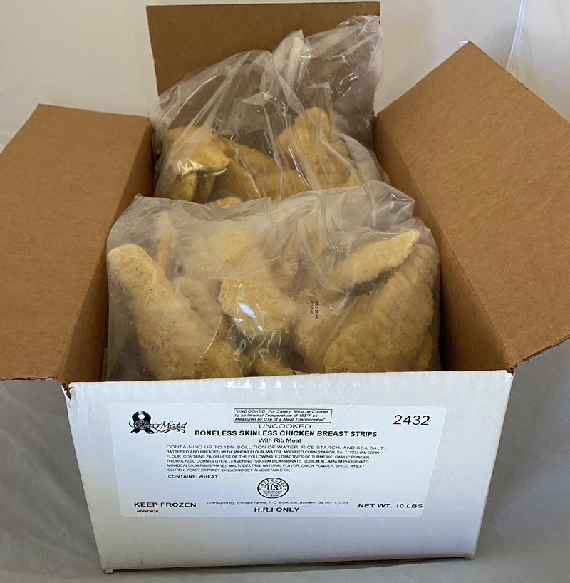 Fieldale Farms Breaded Chicken Breast Strips 1.8 oz 10 lb. CASE- HD