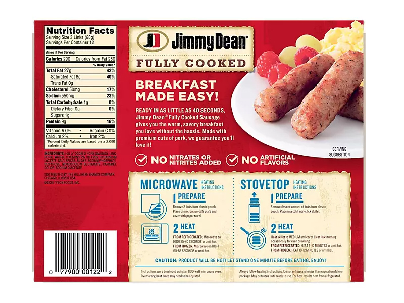 Jimmy Dean Fully Cooked Original Pork Sausage Links, 36 ct. EACH