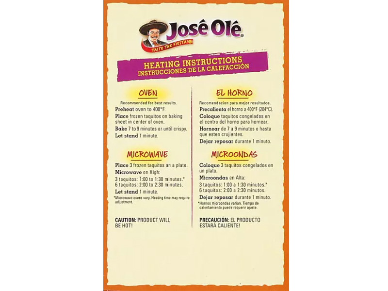 Jose Ole Beef Taquitos, 60 ct. / 3.75 lb. box EACH