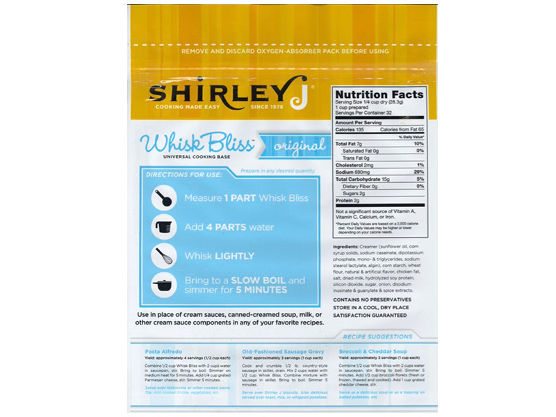 Shirley J Whisk Bliss Original Universal Cooking Base, 2 lb. bag EACH