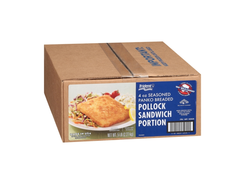 Trident Panko Breaded Pollock Sandwich Portions, 4 oz. / 5 lb. CASE