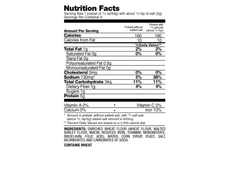 Superpretzel Soft Pretzel Bites Nutrition