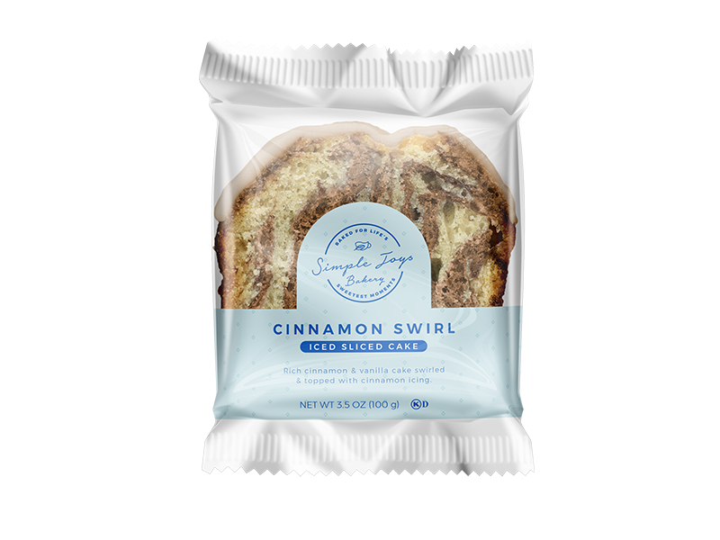 Simple Joys Bakery Cinnamon Swirl Iced Sliced Cake 20 ct. CASE