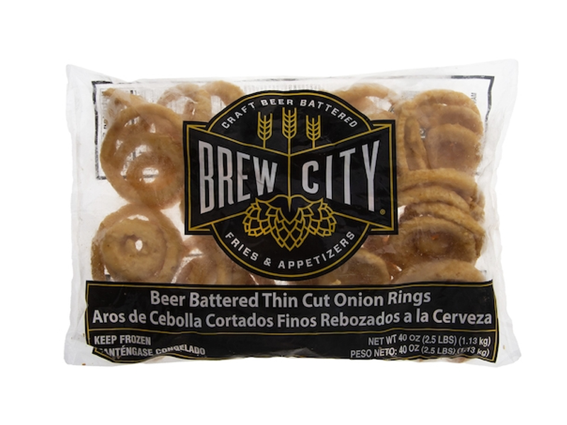 Brew City Beer Battered Thin Cut Onion Rings 2.5 lb. Bag EACH
